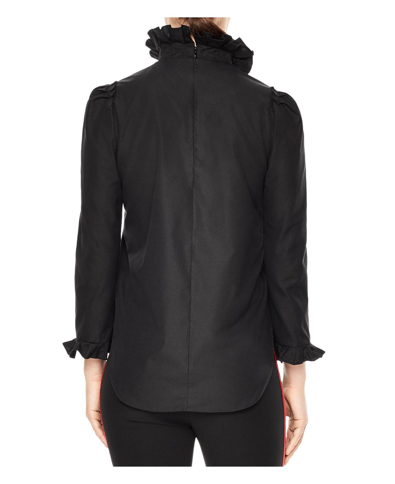 Lyst - Sandro Rosane Ruffle-detail Top in Black