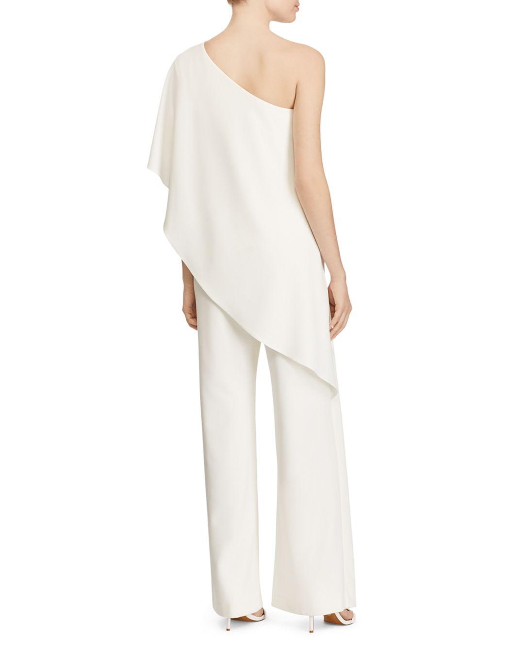 ralph lauren ruffle one shoulder jumpsuit