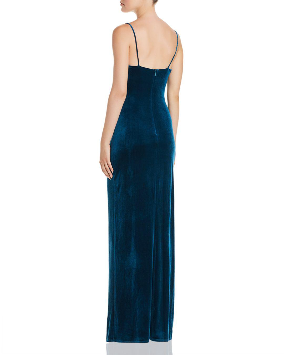 Laundry by Shelli Segal Ruched Velvet Gown in Teal (Blue) Lyst