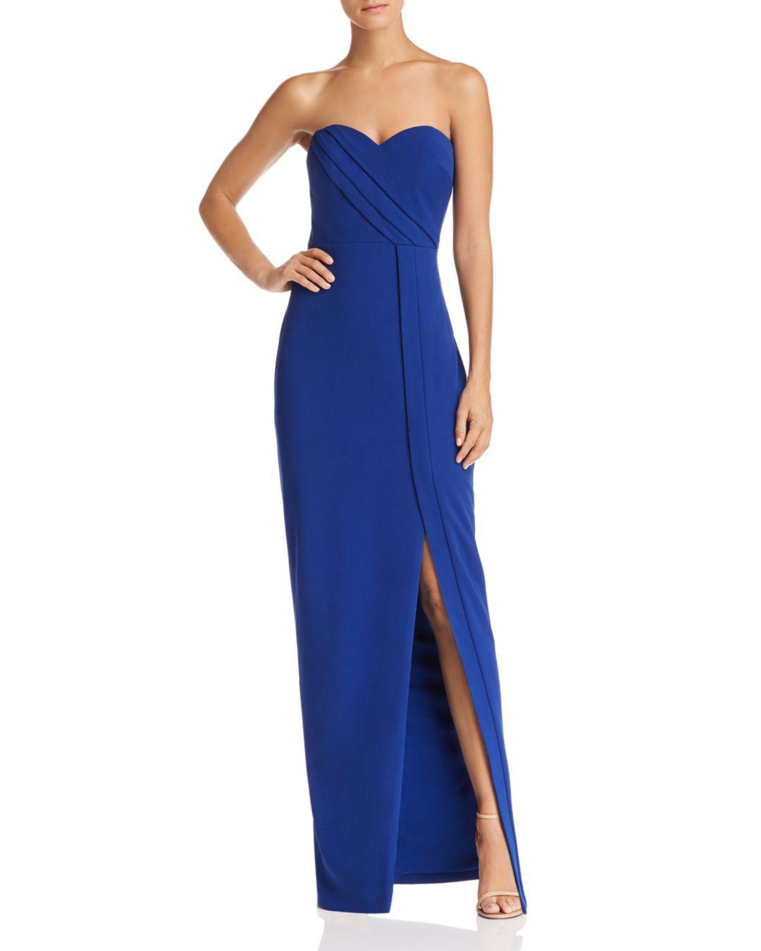 Bariano Strapless Column Gown in Cobalt 