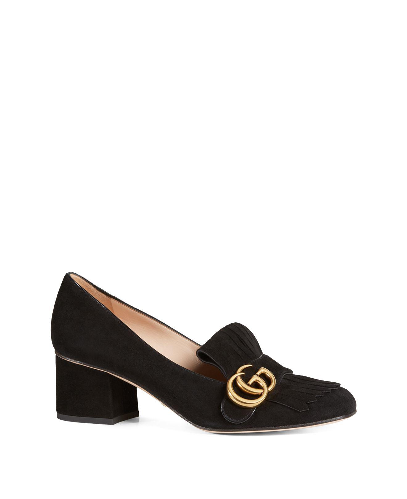 Gucci Marmont Leather Pumps in Purple | Lyst