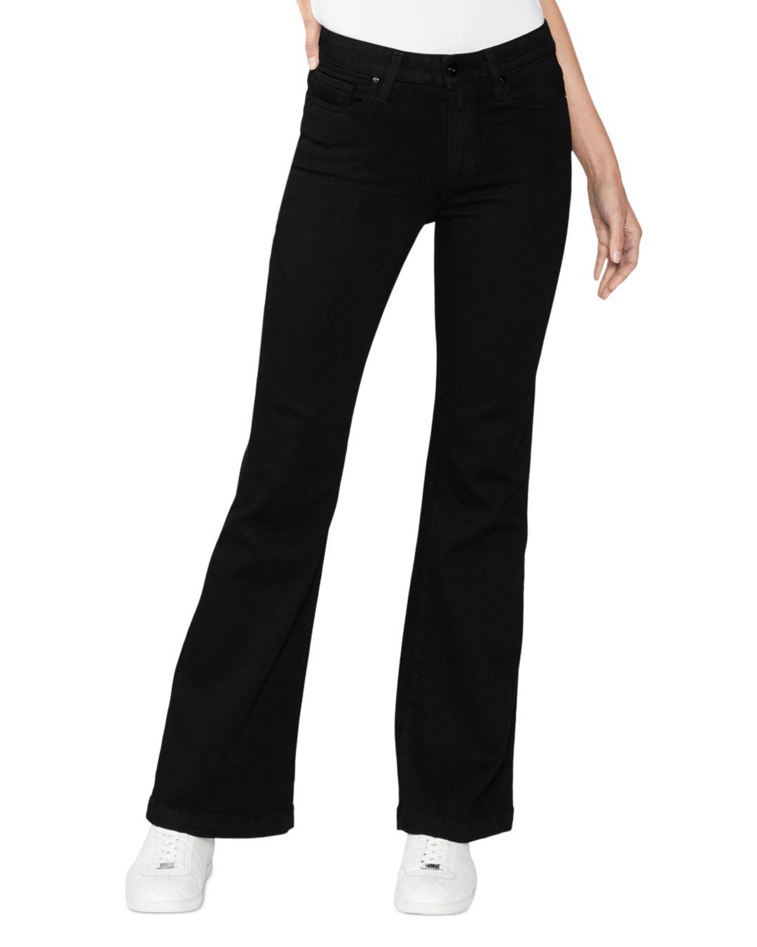 PAIGE Genevieve High Rise Flare Jeans In Black Shadow | Lyst