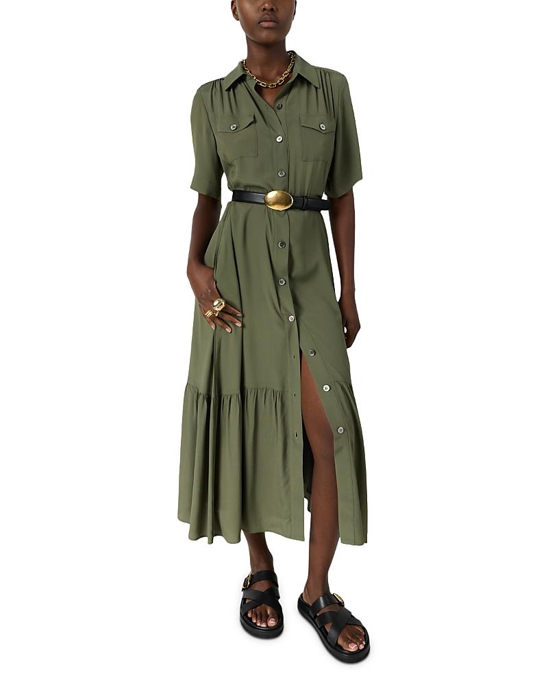 slim fit dress slacks Sky Blue Embroidered Waist Defined A Line Satin Dress – RUE MADAME main image 1