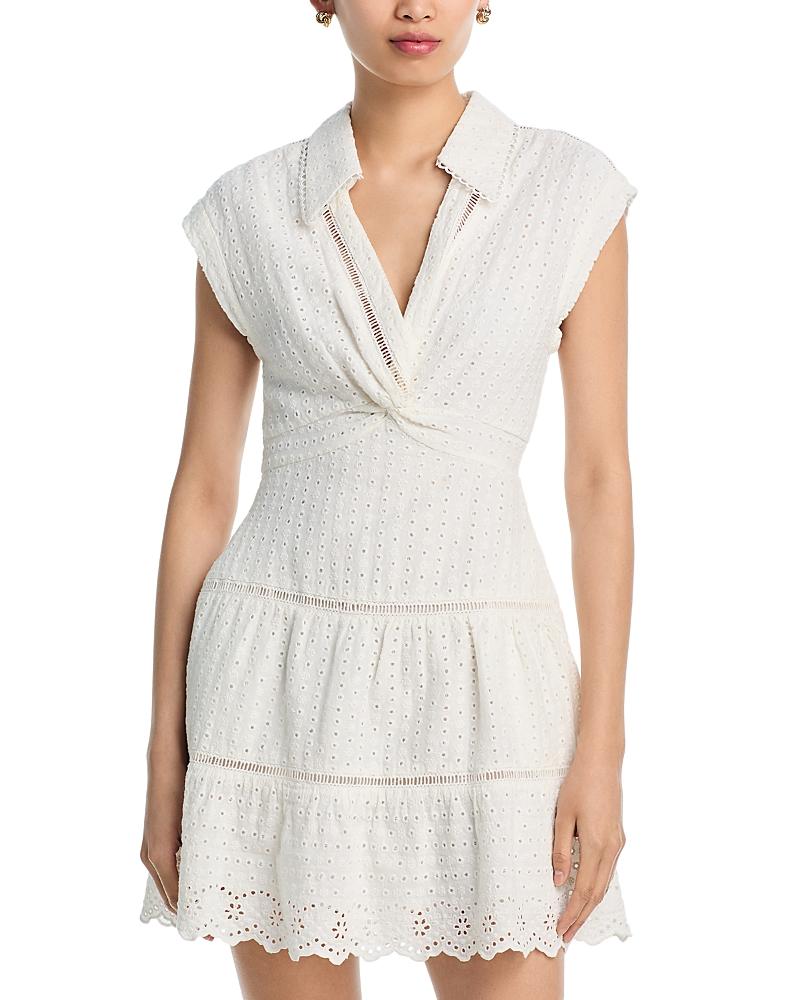 Alice+Olivia■Mila Eyelet Deep V Neck Dress■ドレス Alice + Olivia Mila Eyelet Deep V Twist-Front Mini Dress