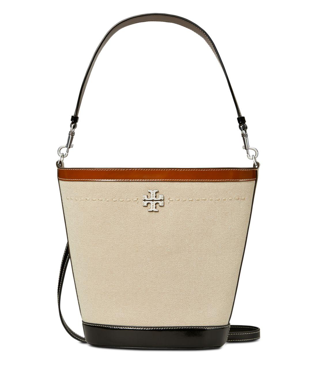 Tory Burch Mcgraw Canvas Bucket Bag in White Lyst