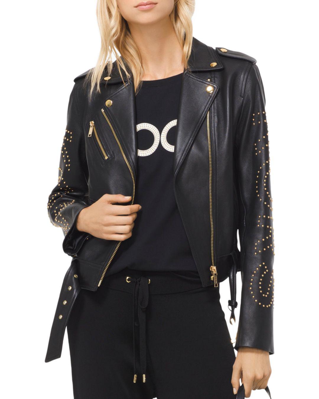 Women S Black Studded Leather Moto Jacket