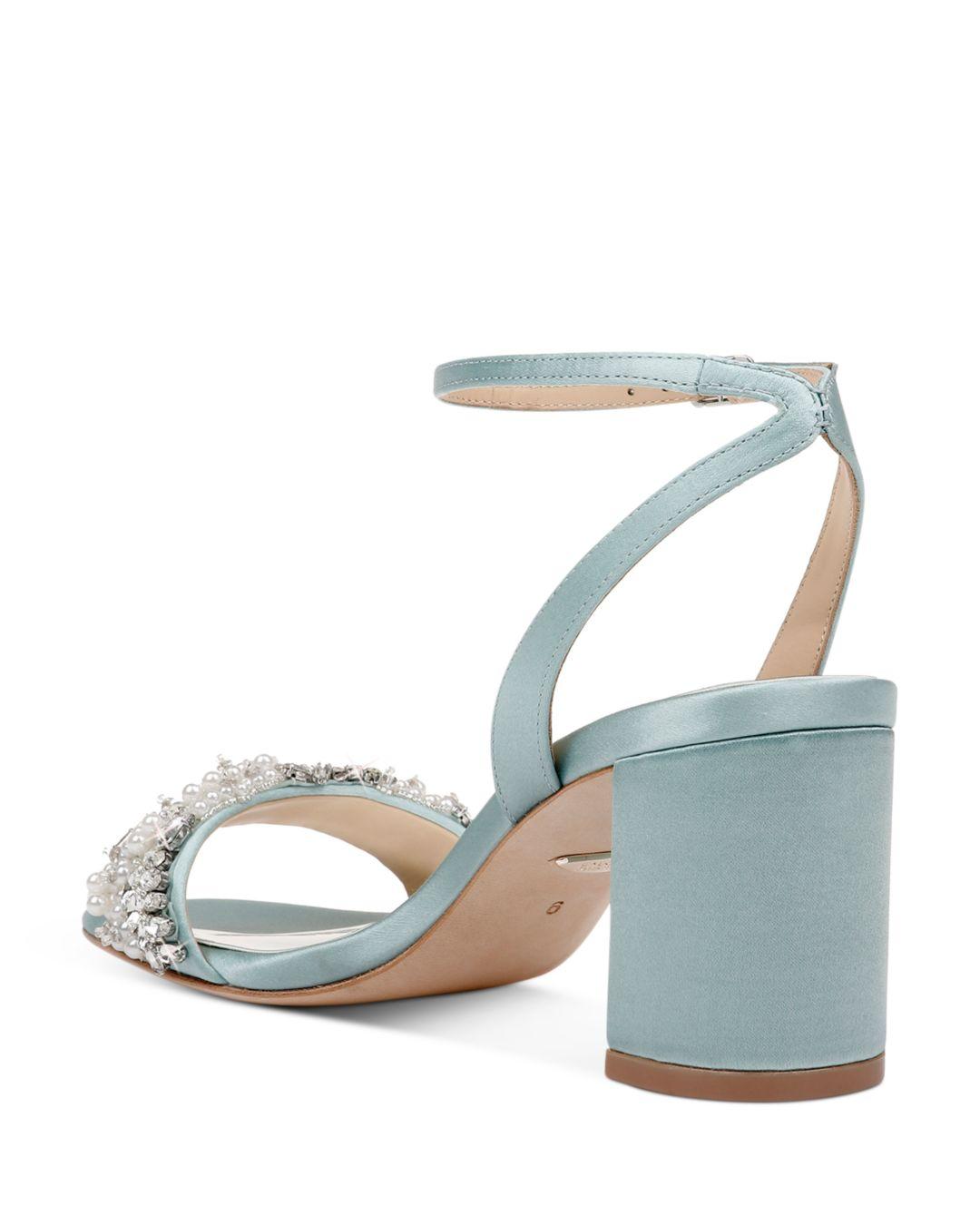 badgley mischka women's clara embellished block heel sandals
