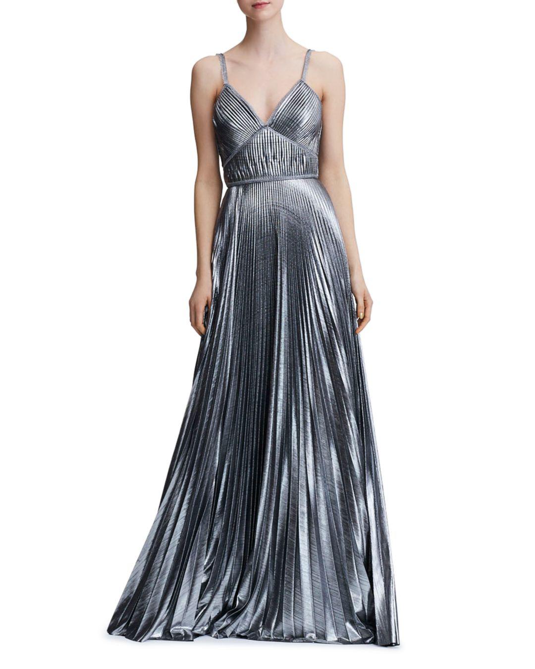 marchesa notte silver dress