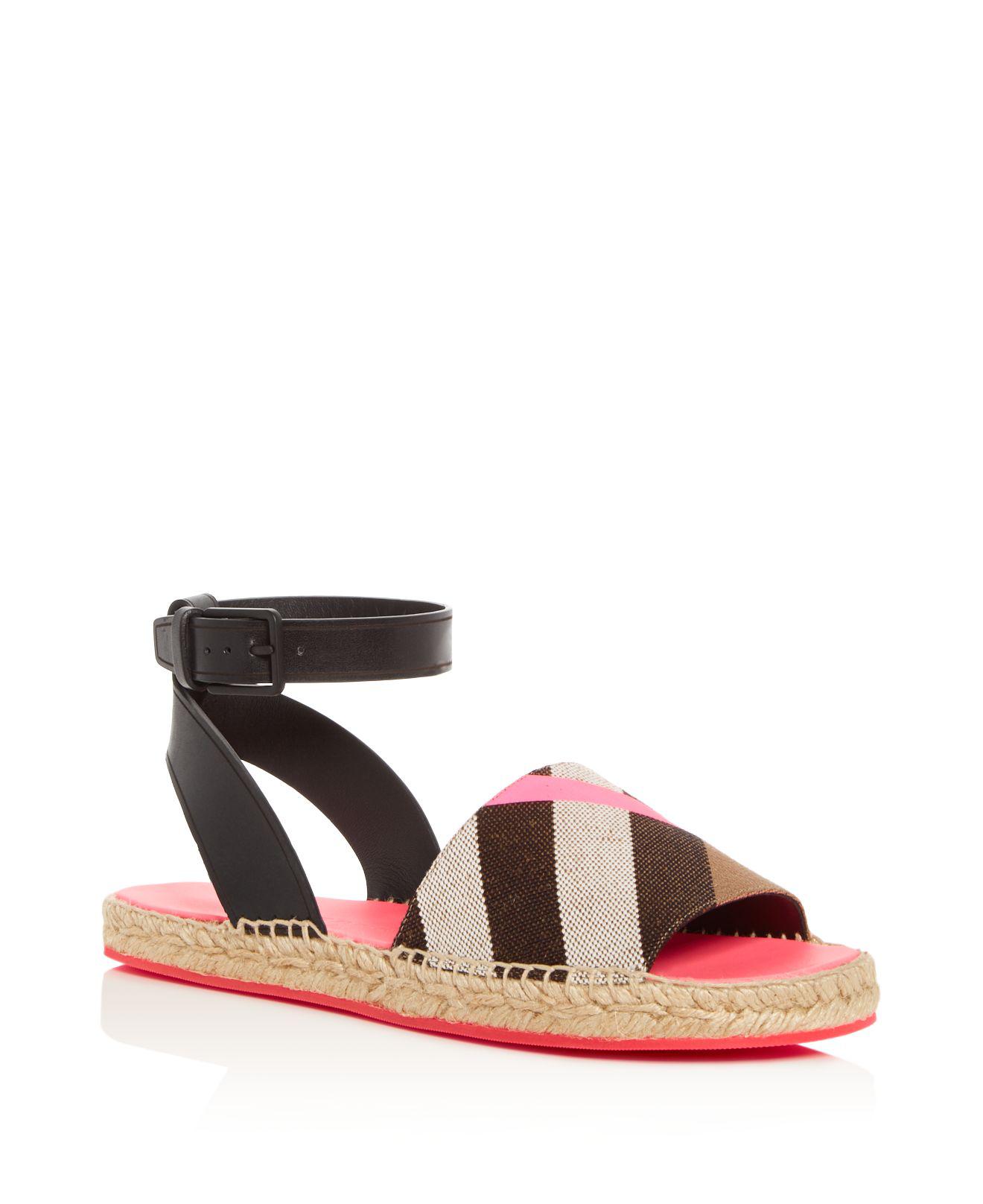 Burberry Women's Abbins House Check Ankle Strap Espadrille Sandals in Pink - Lyst