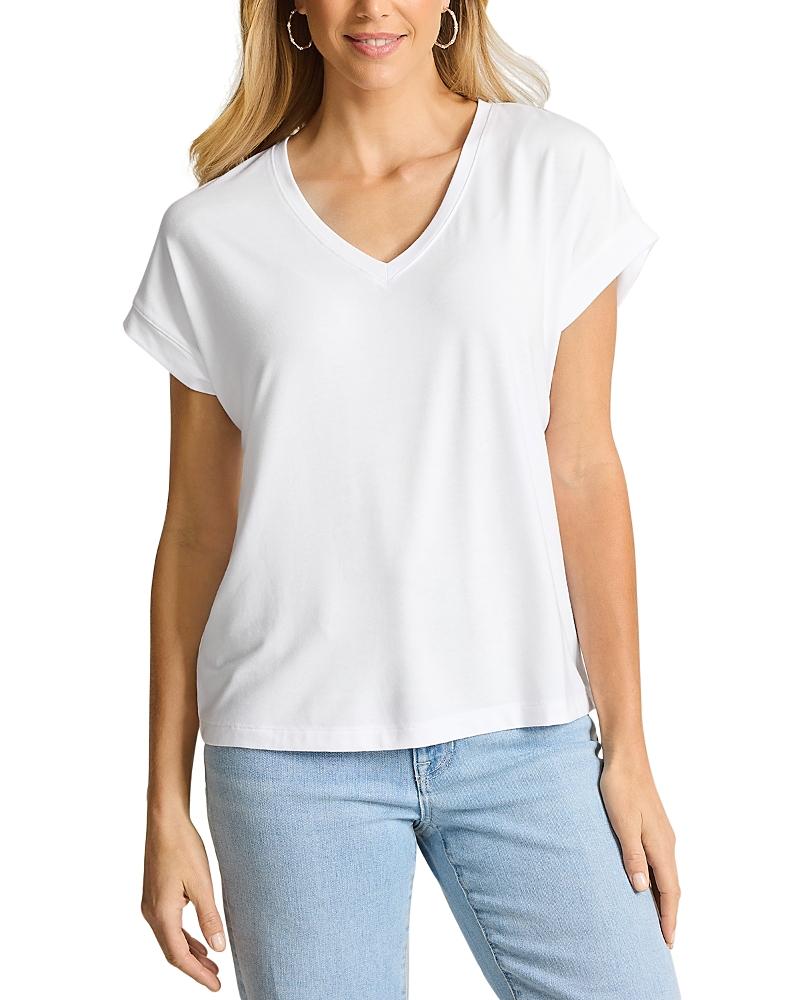 トミー バハマ  Bahama Kauai Fantastic Fronds Tee レディース シャツ トップス White Tommy Bahama Women's Kauai Jersey V-Neck T-Shirt in White