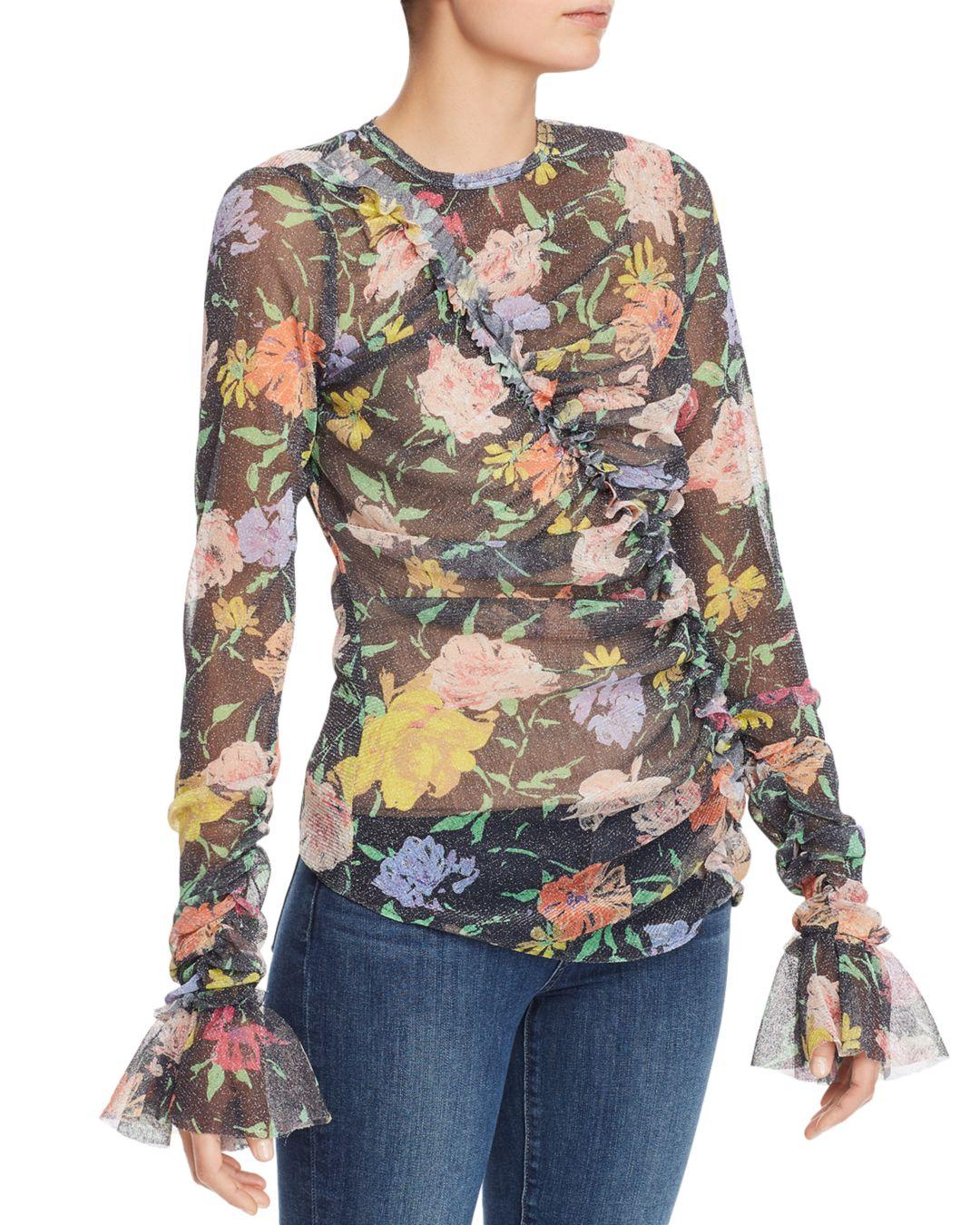 Alice McCALL Synthetic Cosmic Dancer Long Sleeve Top in Black Floral ...