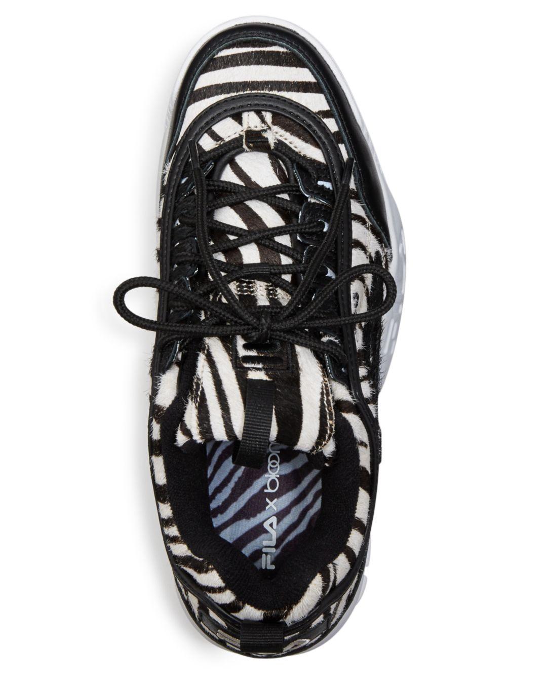 Fila Women's Disruptor 2 Zebra Print Platform Sneakers in Black | Lyst