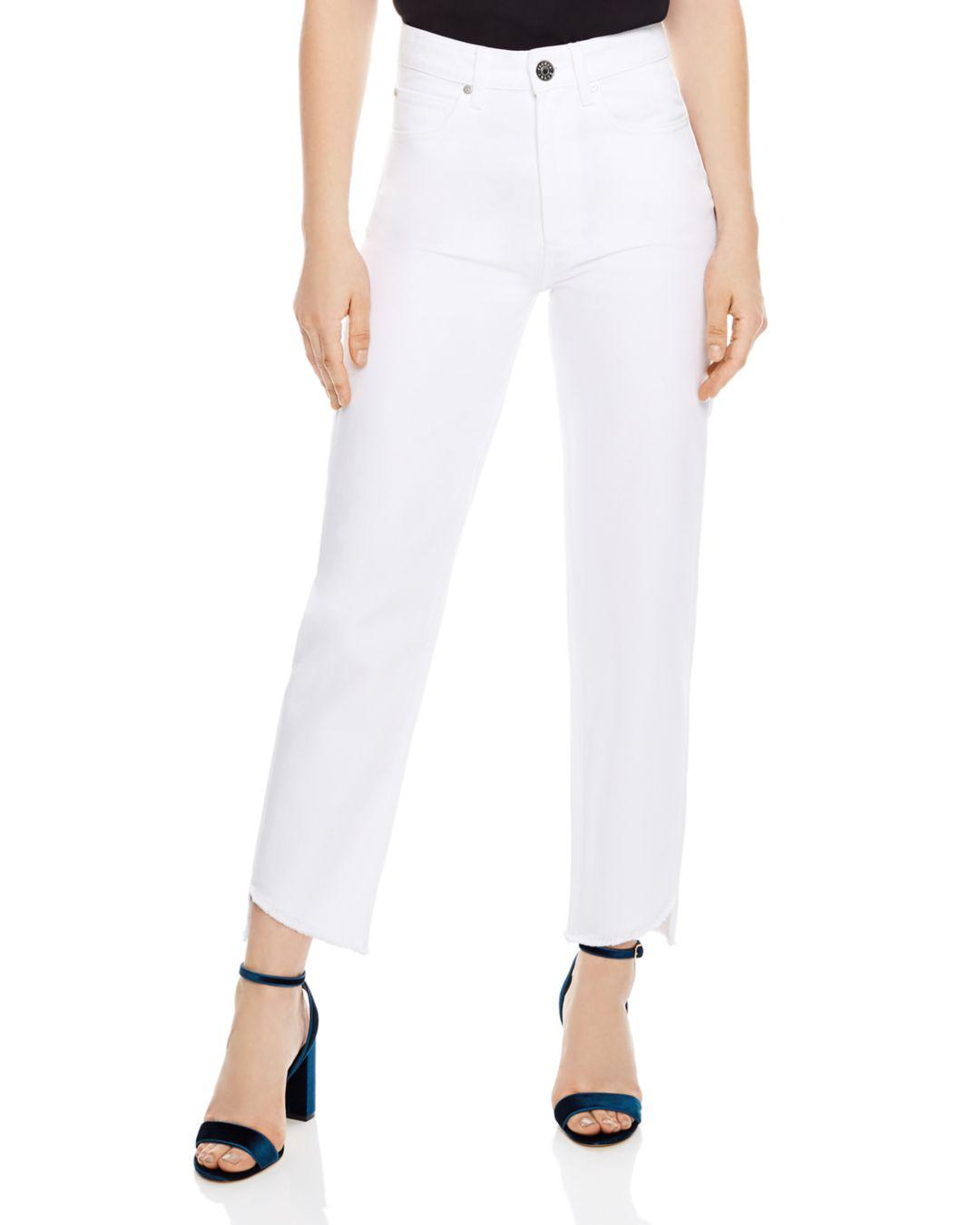 Sandro Denim Theatre Frayed Step-hem Jeans in White | Lyst