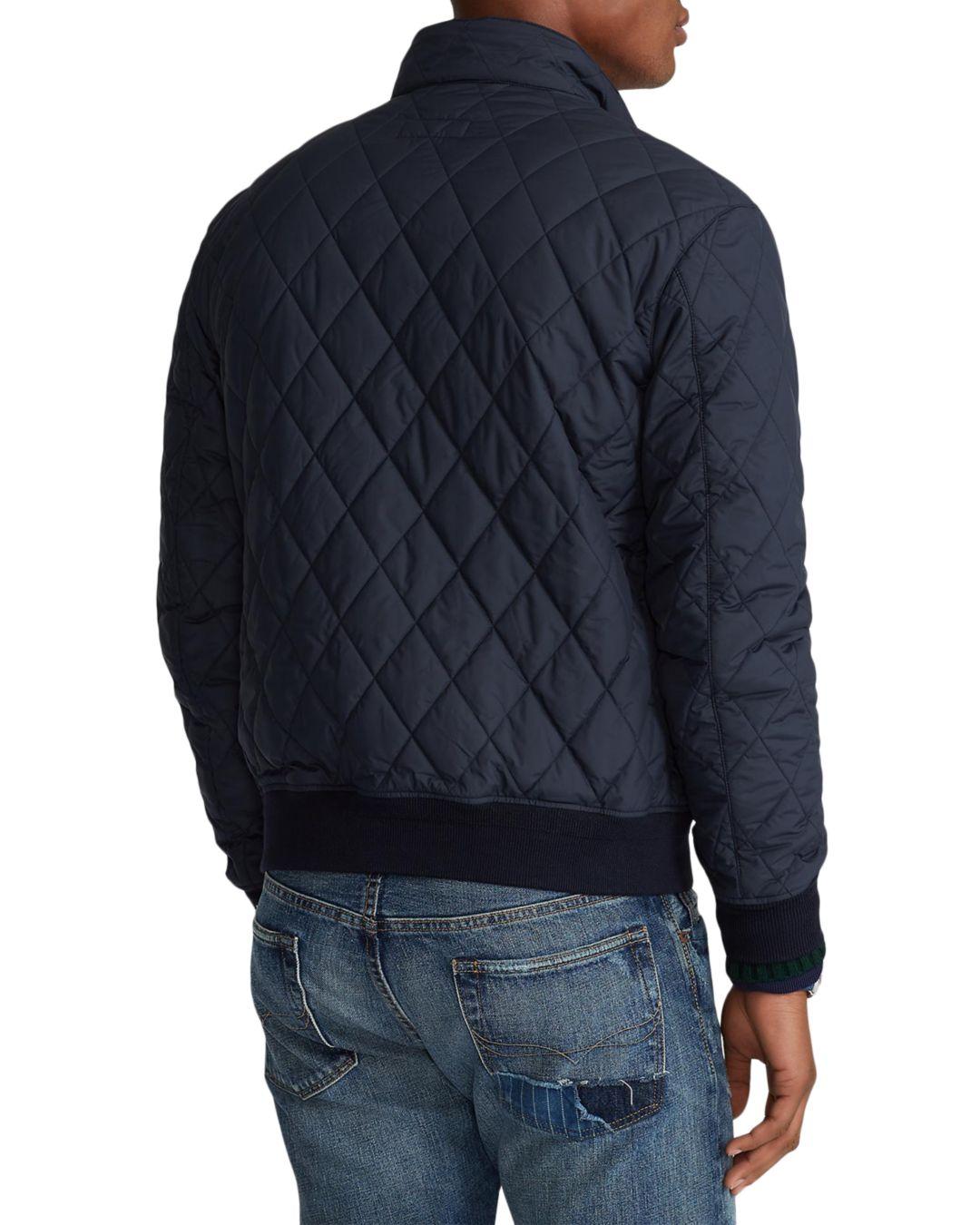 Polo Ralph Lauren Leather Water Repellent Quilted Jacket in Navy (Blue) for Men Lyst