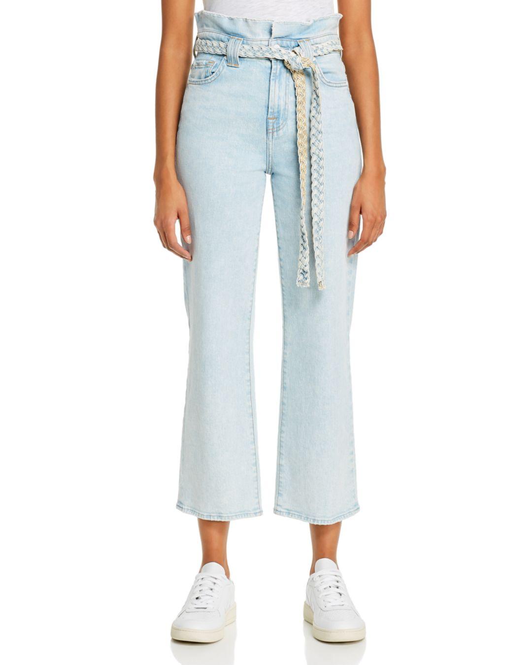 7 For All Mankind Alexa Cropped Paperbag - Waist Jeans In Grand Street in  Blue | Lyst