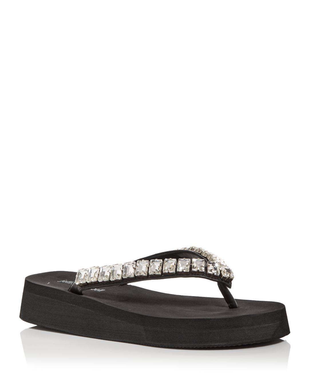 Jeffrey Campbell Iconics Embellished Platform Thong Sandals in Black Lyst