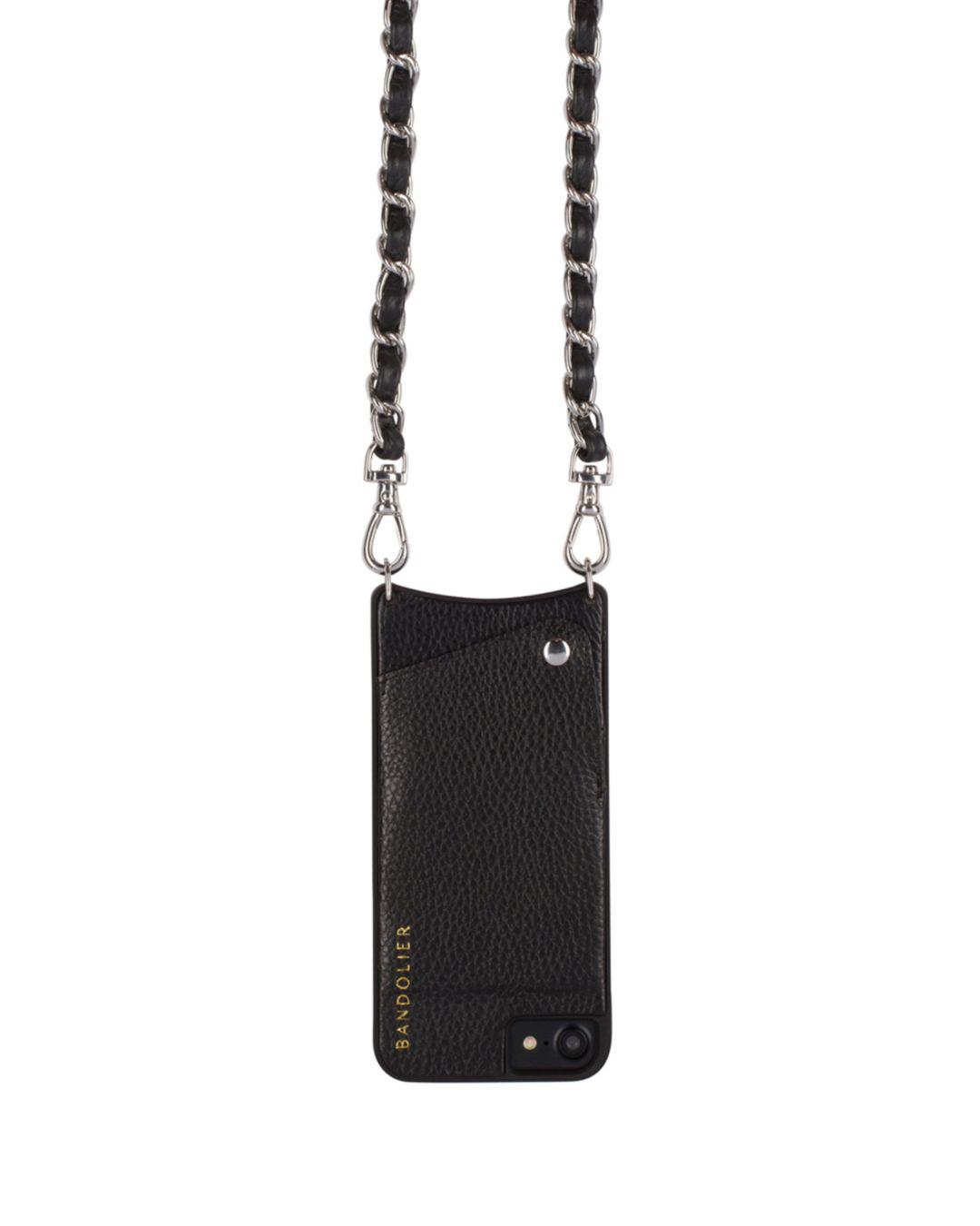 Bandolier Libby Iphone Case Chanel Chain Strap In Black Silver Black Lyst