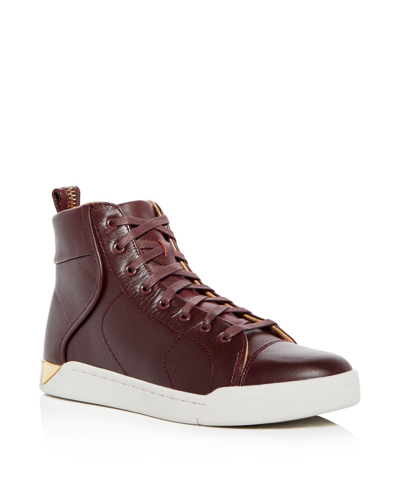 DIESEL Men's Tempus S-marquise Leather High Top Sneakers in Brown for ...