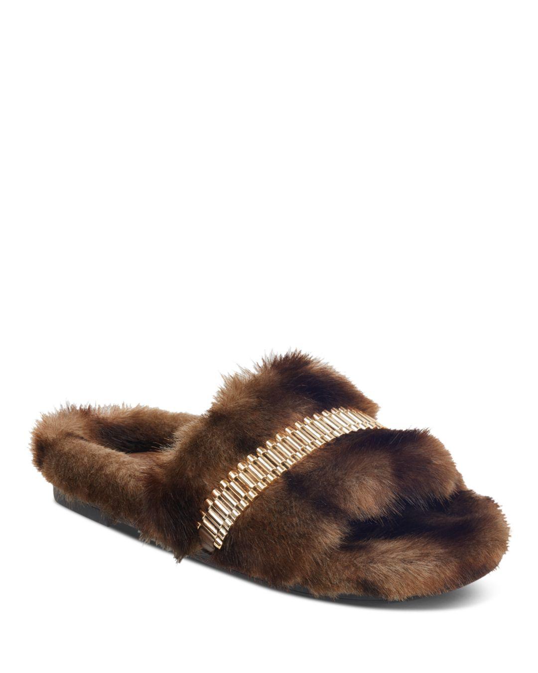 Kendall + Kylie Shade Faux Fur Slippers in Brown - Lyst