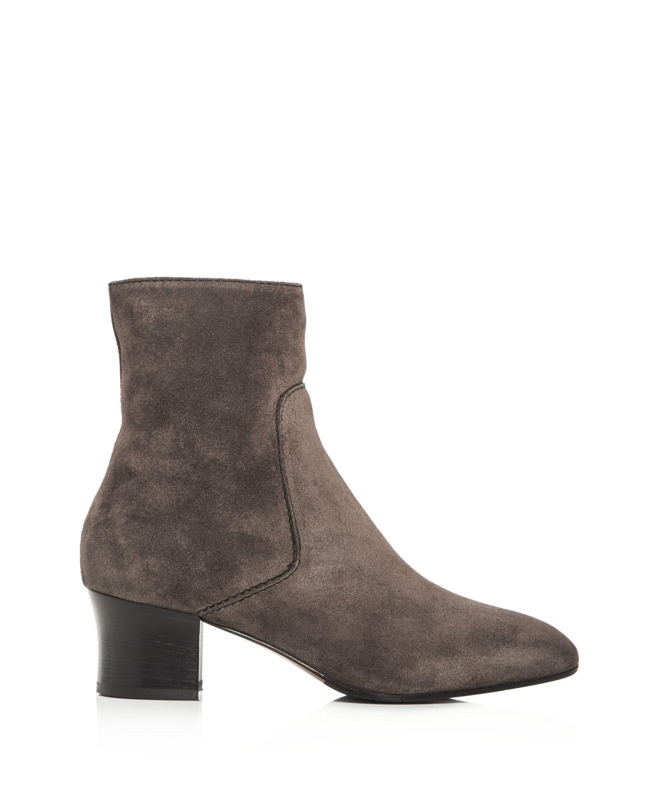 Aquatalia Women's Fortuna Weatherproof Suede Block Heel Booties in Gray - Lyst