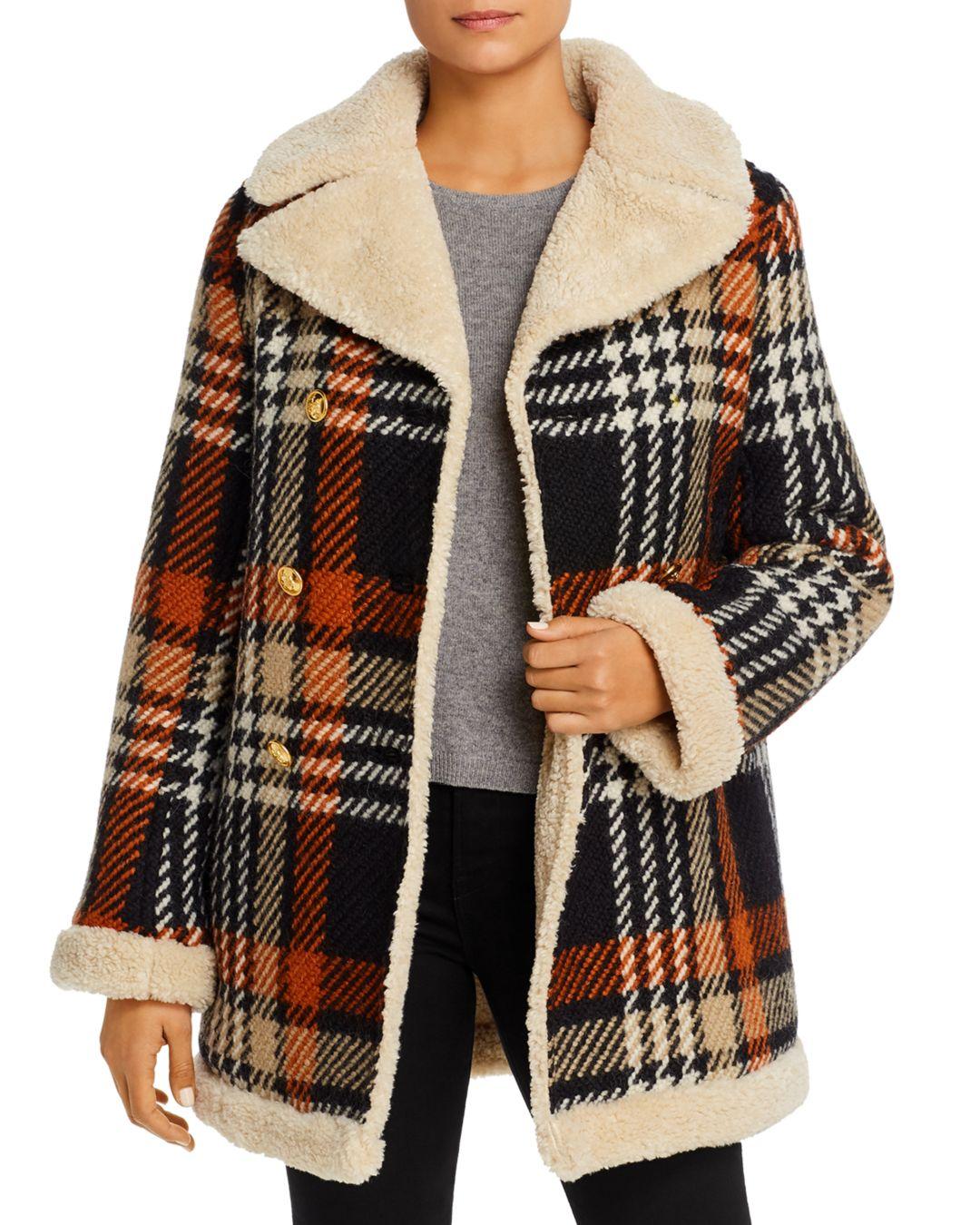 Tory Burch Wool Faux Shearling Plaid Jacket - Save 60% - Lyst