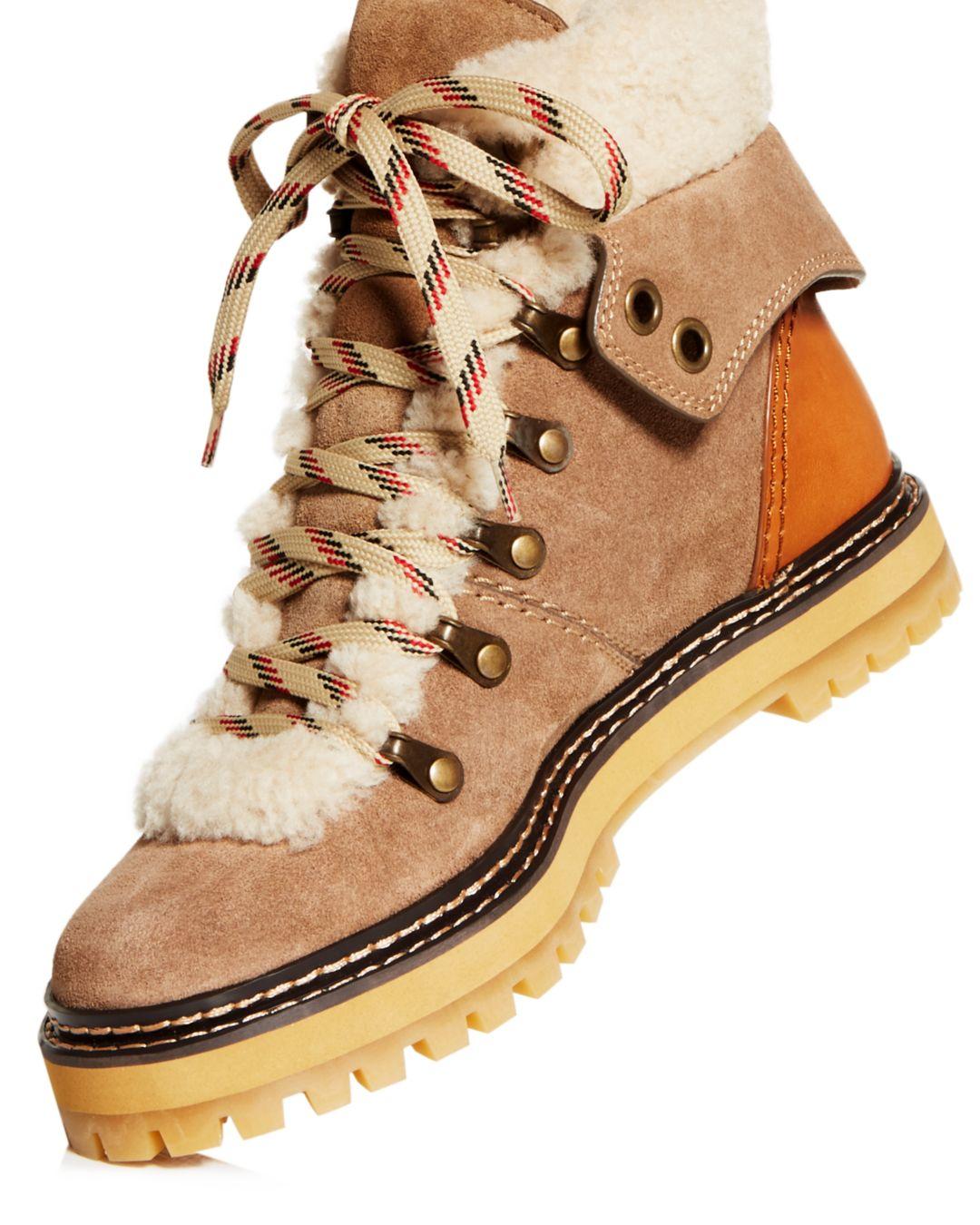 see by chloé women's shearling hiker boots