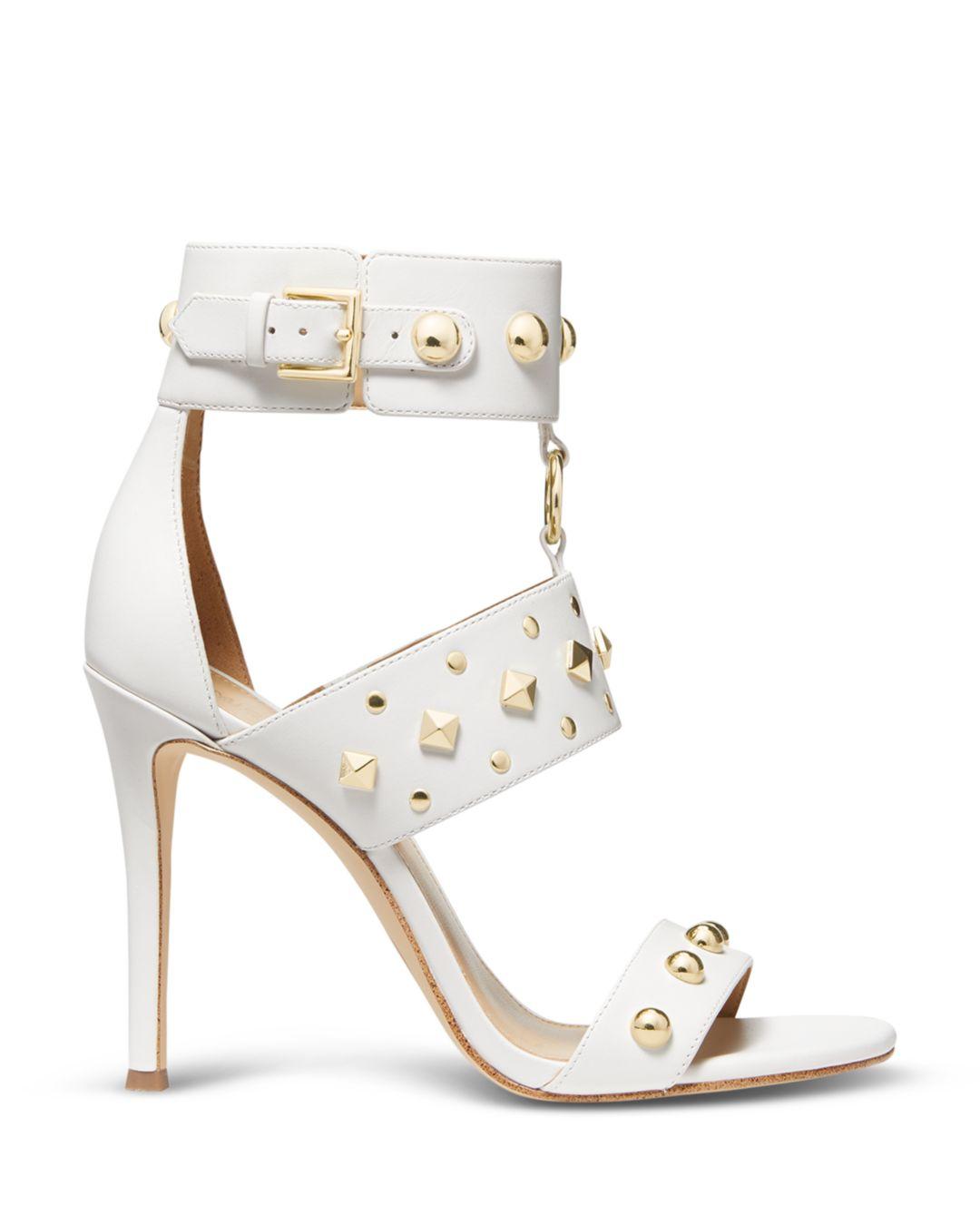 MICHAEL Michael Kors Amos Ankle Strap High Heel Sandals in White | Lyst