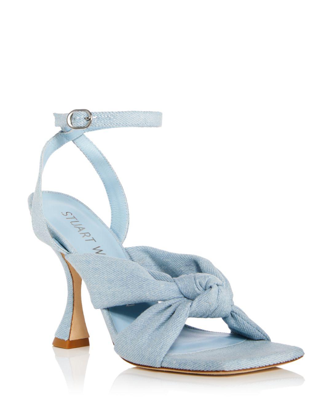 Stuart Weitzman Playa Ankle Strap Knot Sandals in Blue | Lyst