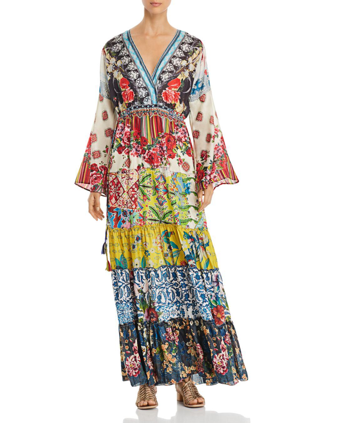 Lyst - Johnny Was Dibble Mixed-print Tiered Maxi Dress in Blue
