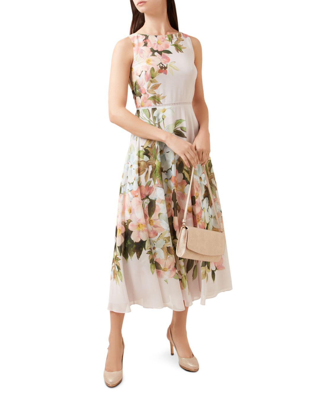 Hobbs Carly Floral Print Midi Dress | Lyst