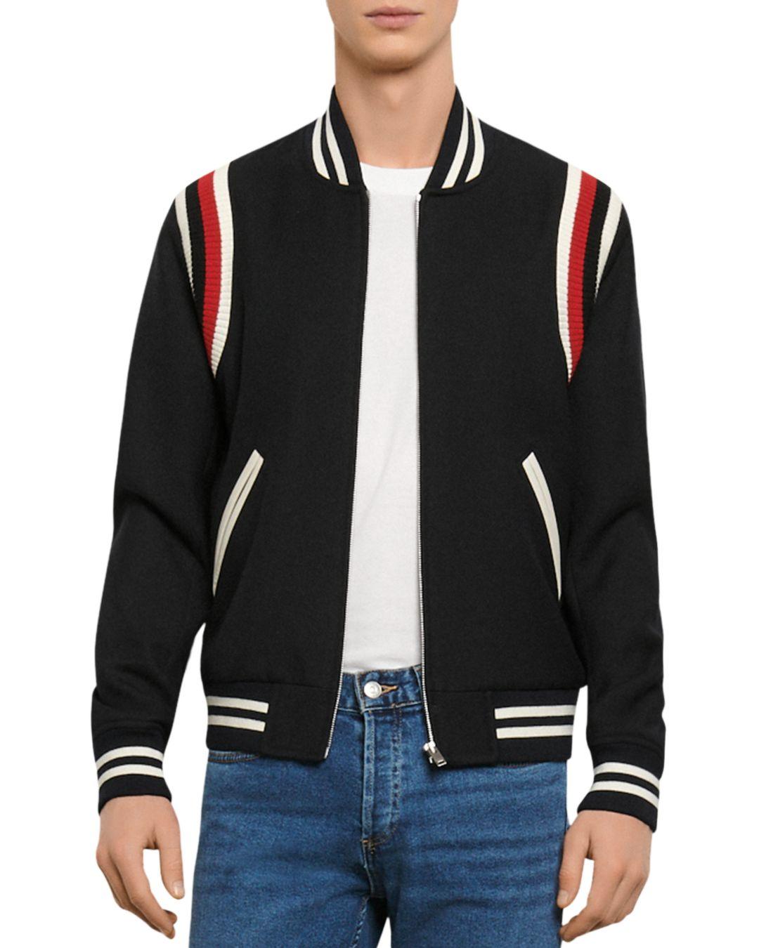Sandro Striped Print Bomber Jacket in Blue for Men | Lyst Sandro Striped Print Bomber Jacket in Blue for Men | Lyst
