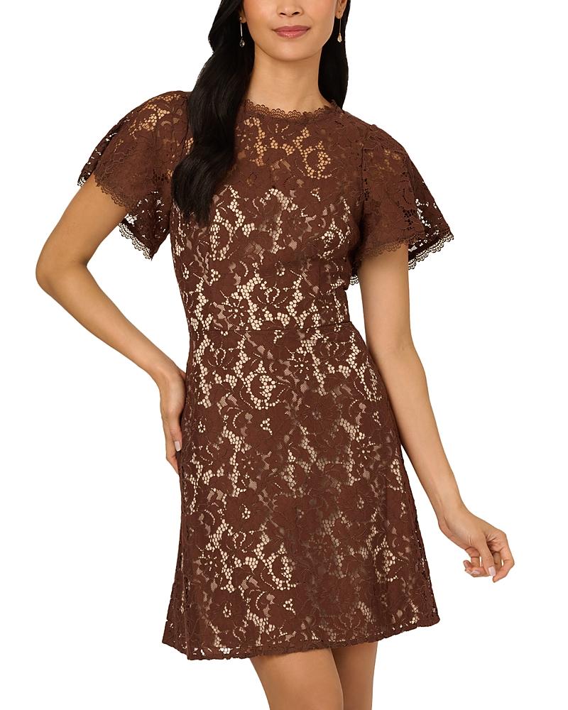 knee length dresses for ladies Ivory Cap Sleeve Rhinestone Button Lace Short Dress main image 1