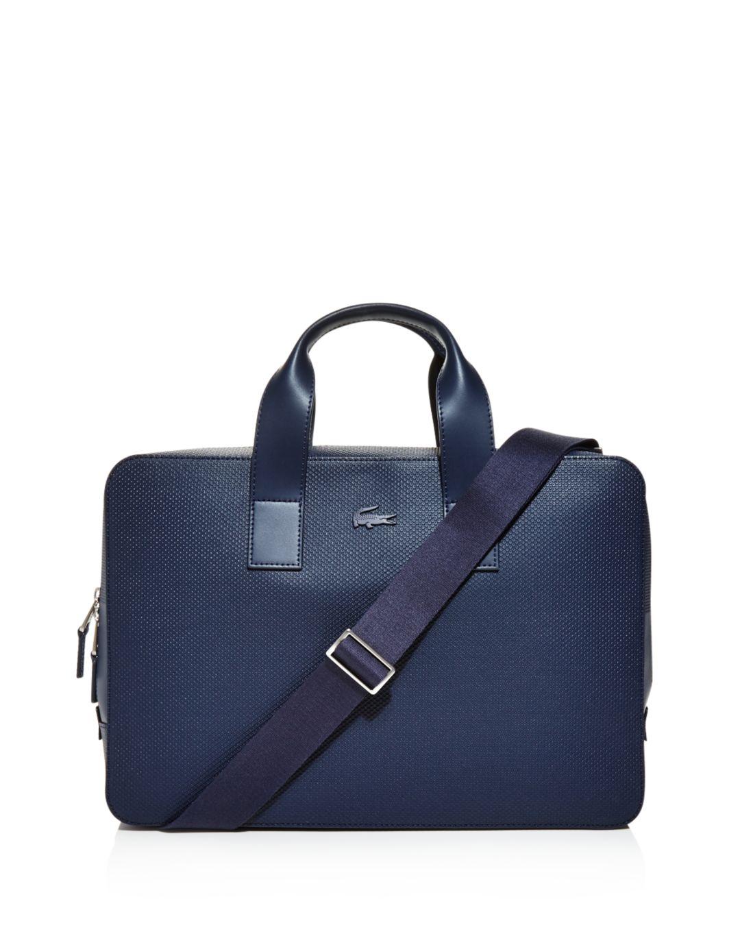 Lacoste Chantaco Leather Computer Bag in Blue for Men | Lyst