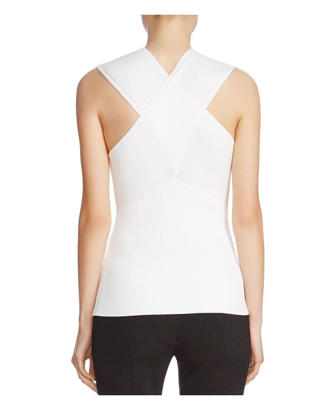 Maje Manhattan Ribbed-knit Top in White - Lyst