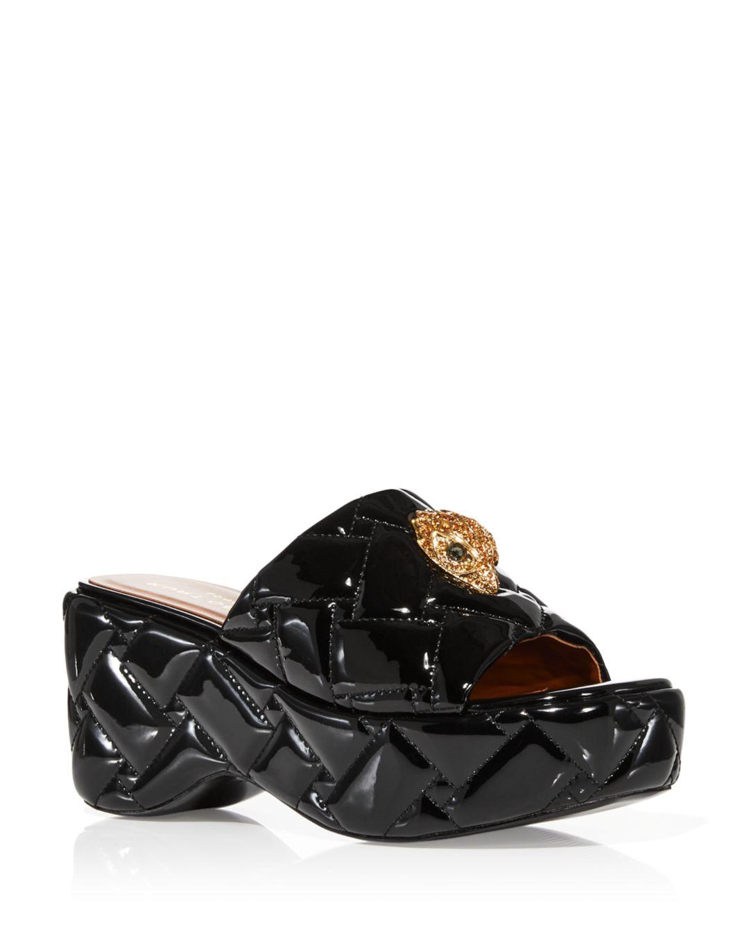 Kurt Geiger Kensington Embossed Platform Wedge Sandals in Black Lyst