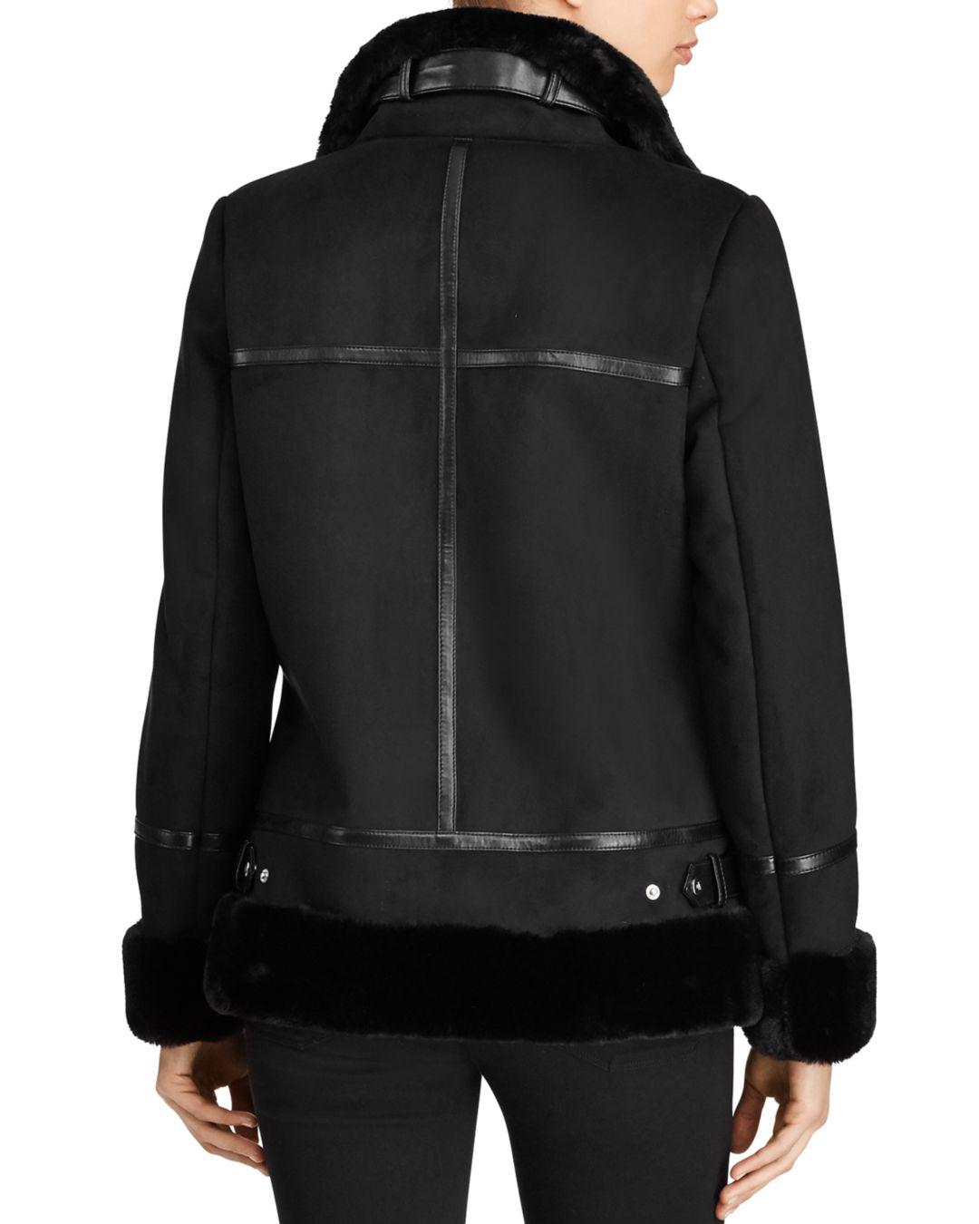 lauren ralph lauren faux shearling moto jacket
