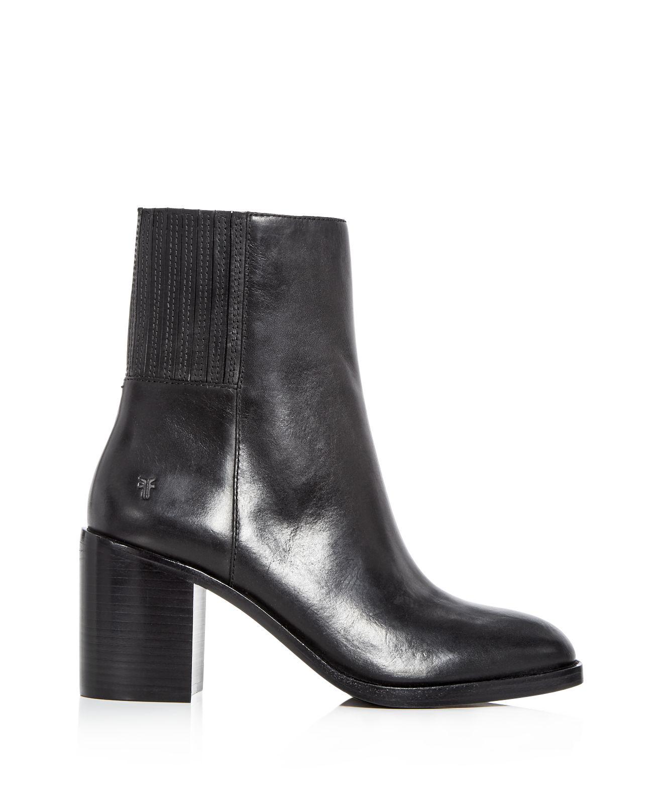 frye block heel leather booties