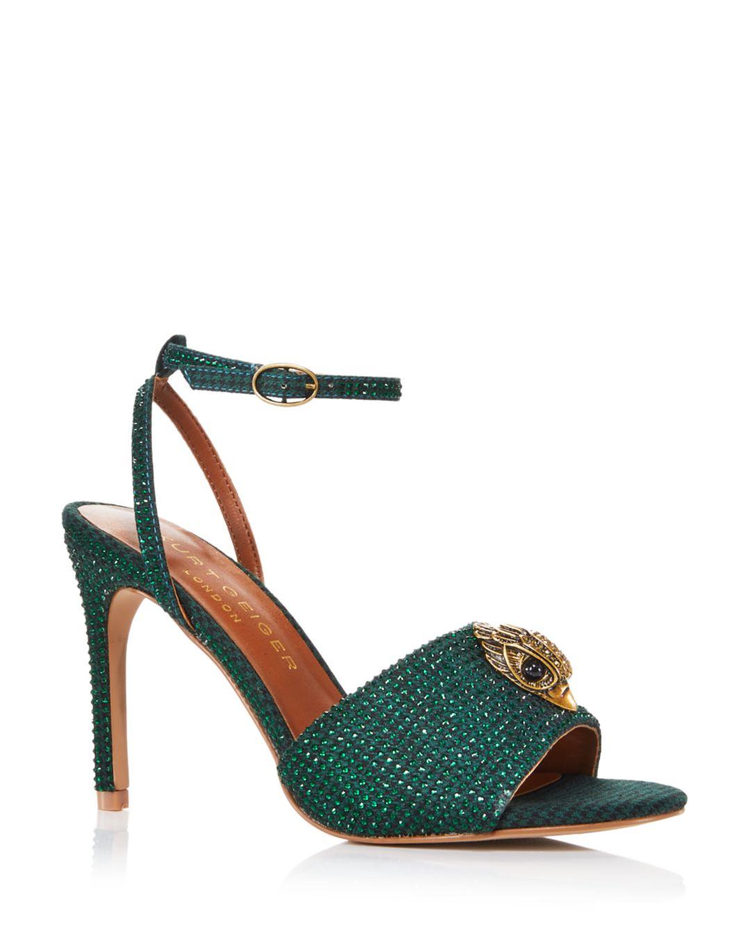 Kurt Geiger Kensington Crystal Embellished High Heel Sandals in Green