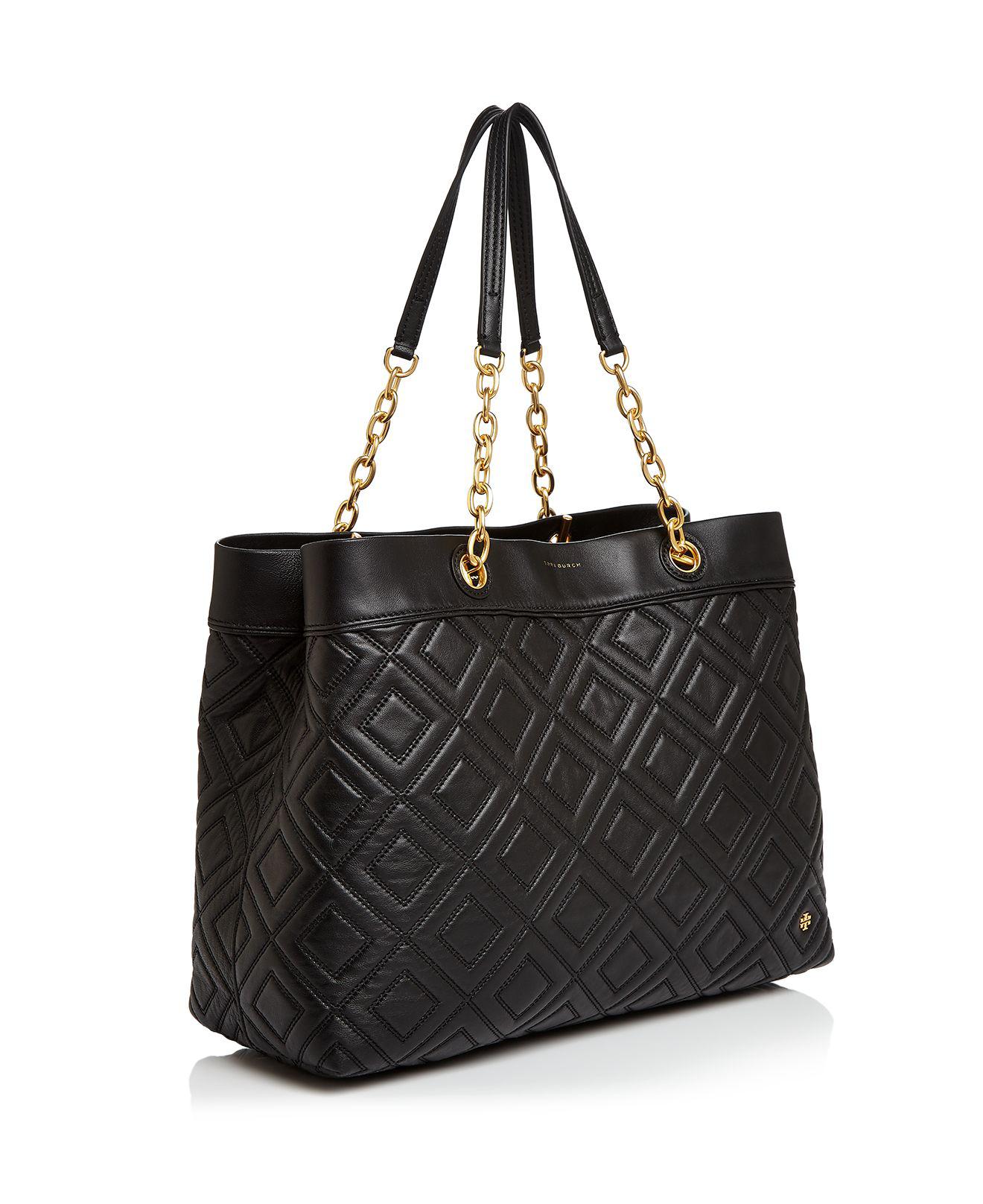 Tory Burch Louisa Quilted Leather Tote in Black - Lyst