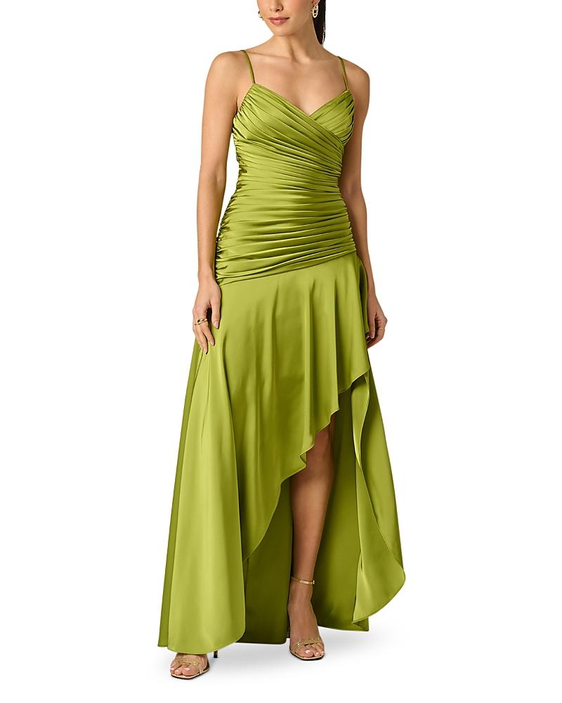 sage green midaxi dress Midi Sage Green Casual Party Dress with Ruffle Skirt Sage / Small
