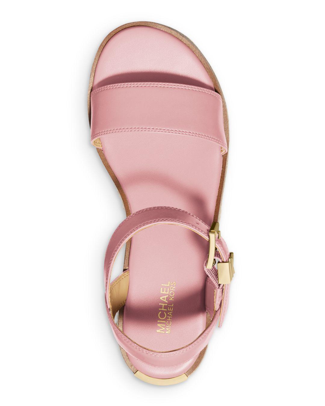 MICHAEL Michael Kors Richie Logo Buckle Espadrille Platform Sandals in Pink  | Lyst