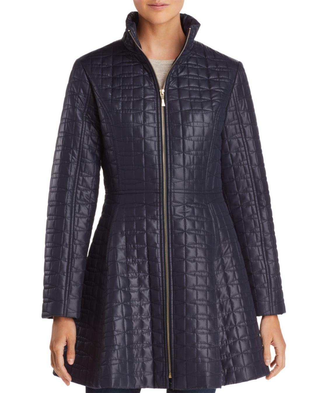Kate Spade A - Line Bow - Quilted Coat in Blue | Lyst