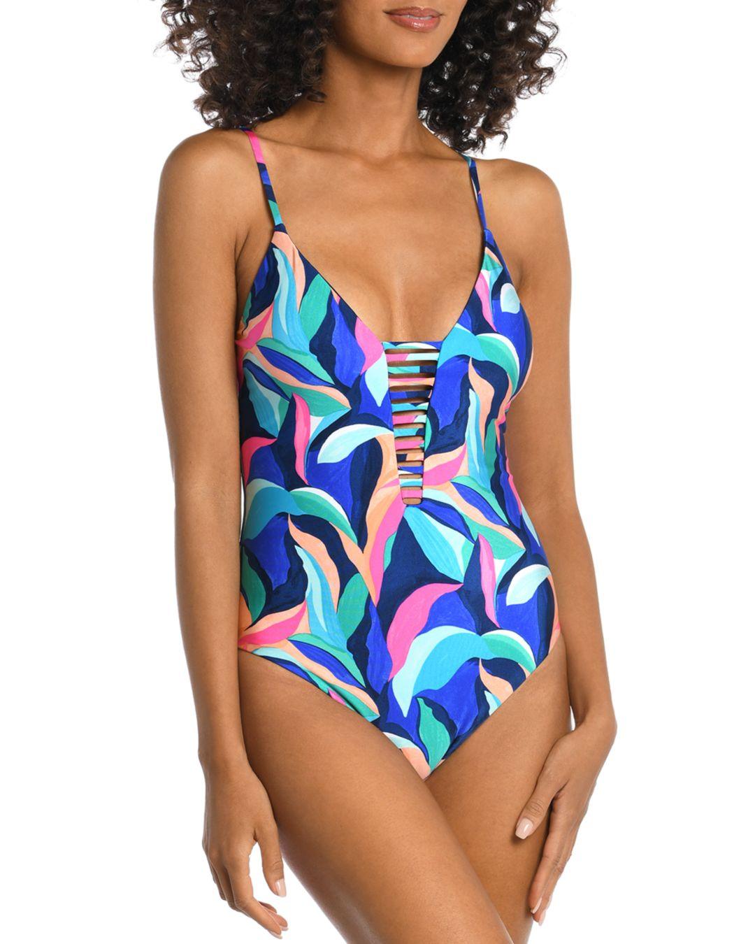 La Blanca Painted Plunge Reversible One Piece Swimsuit in Blue Lyst