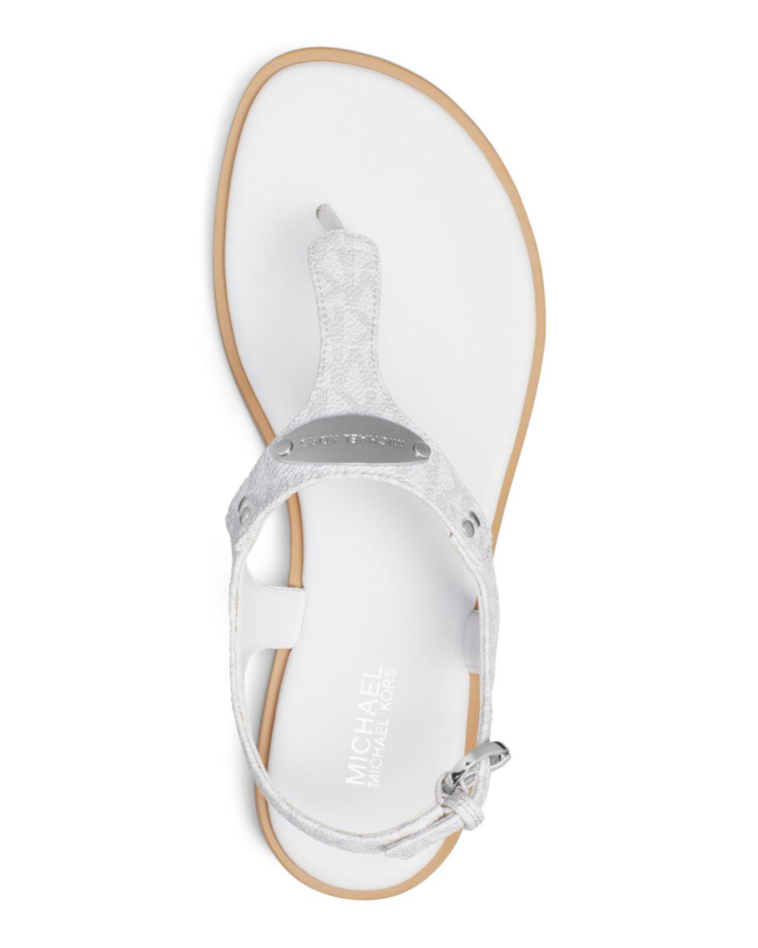 michael kors plate thong sandals white
