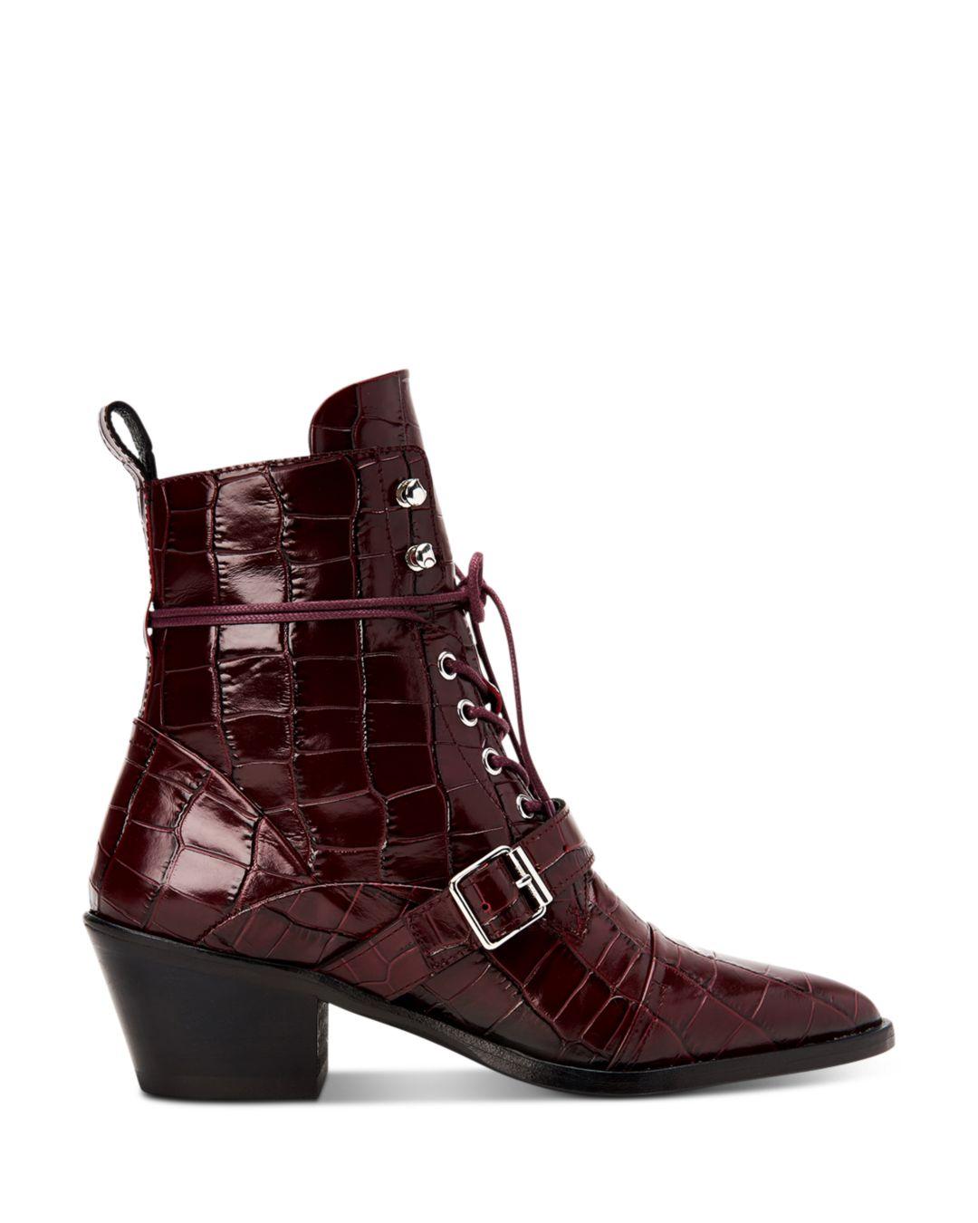 AllSaints Leather Women's Katy Croc - Embossed Boots - Lyst