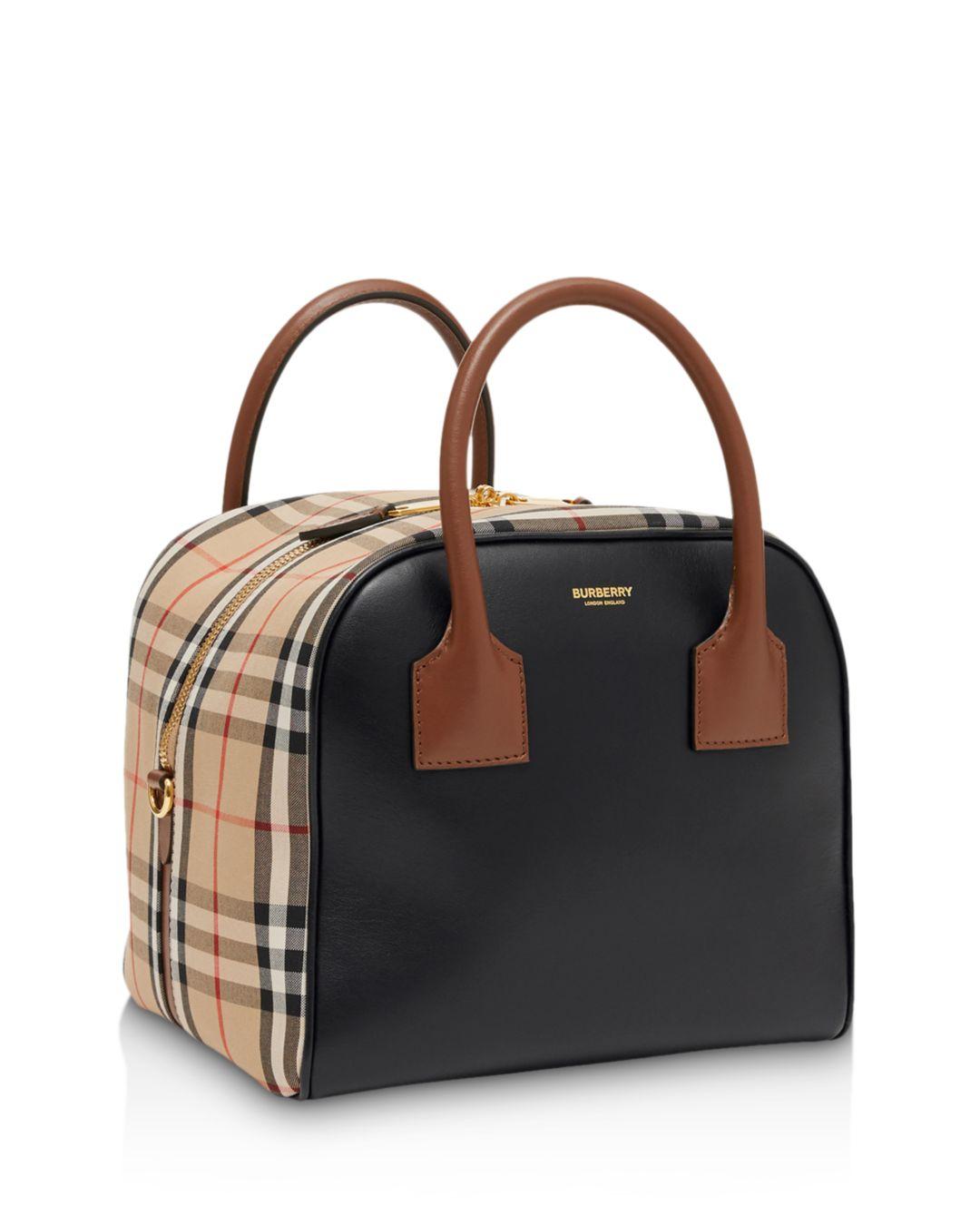 Micro leather and vintage check cube bag shop