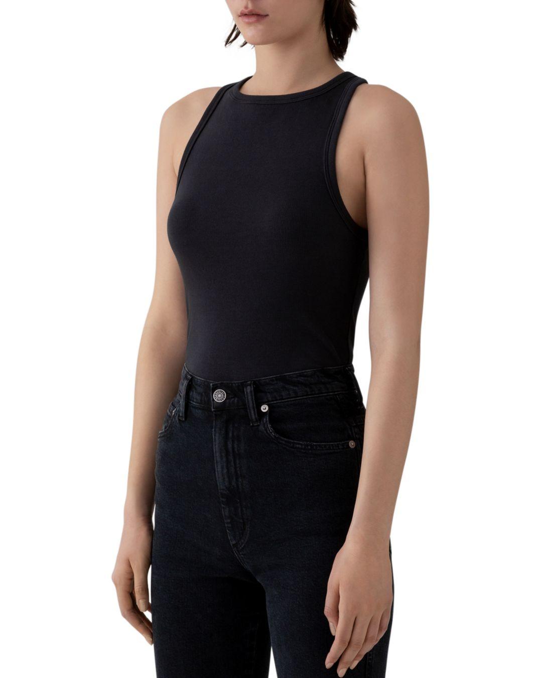 Agolde Cotton Ribbed High Neck Tank in Black - Lyst