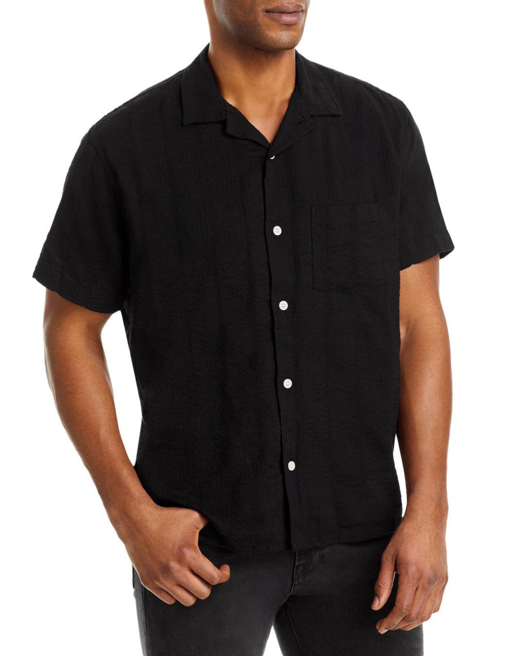 Corridor NYC Seersucker Short Sleeve Camp Shirt in Black for Men | Lyst