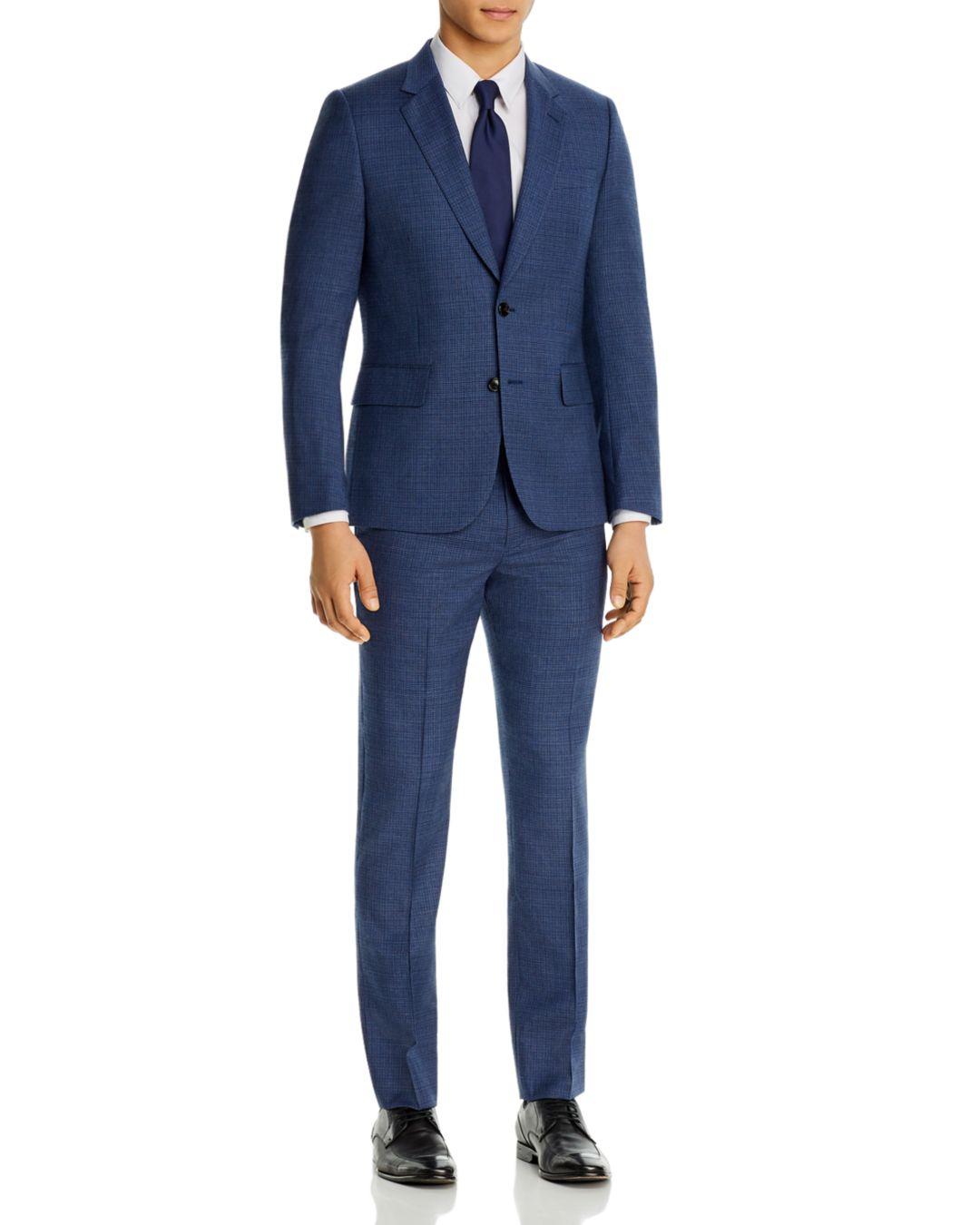 Paul Smith Wool Soho Micro - Check Extra Slim Fit Suit in Blue for Men ...