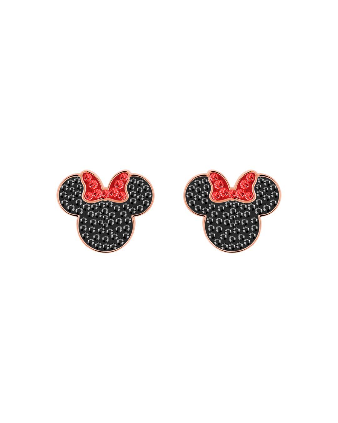 Swarovski Minnie Mouse Pierced Earrings in Black - Lyst